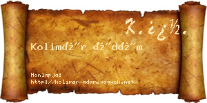 Kolimár Ádám névjegykártya