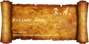 Kolimár Ádám névjegykártya